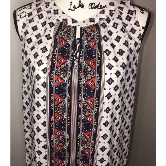 Jasmine &‎ Juliana Sleeveless Top Navy/Red Floral EUC Size M - Picture 1 of 11